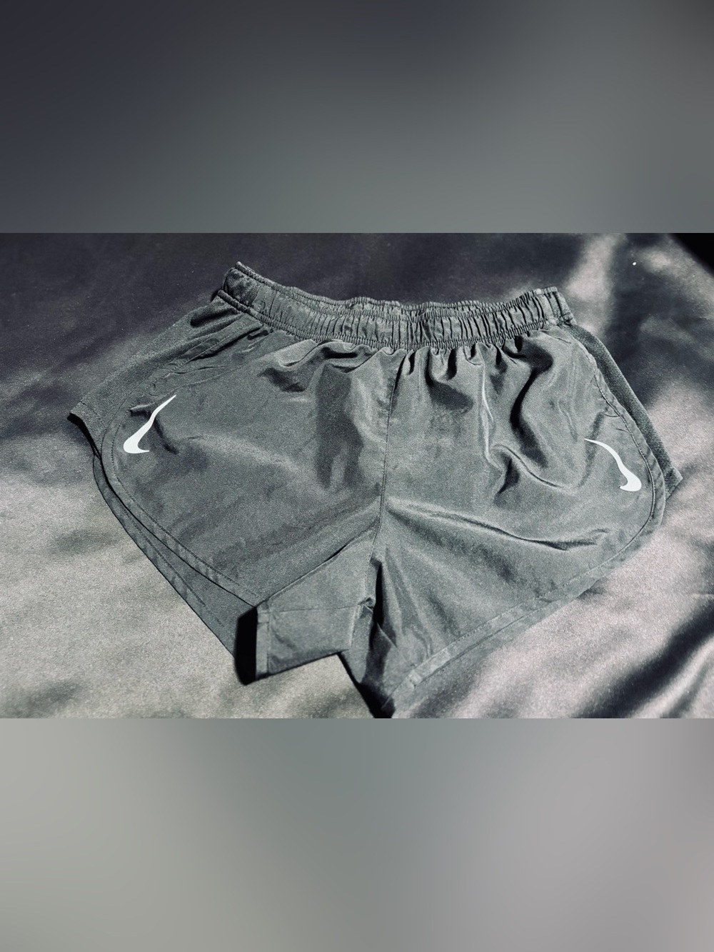 Nike Women’s Black Athletic Shorts with White Swoosh